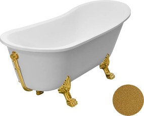 Besco Akrylátová voľne stojaca vaňa Olaya Glam Z 160x68 s prepadom BESCO-Typ výpuste: Click-Clack s prepadom, chróm, BESCO-Nôžky: Biela