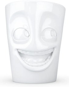 Biely vysmiaty porcelánový hrnček s uškom 58products, objem 350 ml