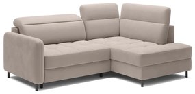 Svetlohnedá zamatová rozkladacia/s úložným priestorom rohová pohovka (pravý roh/do L) Barea – ELTAP