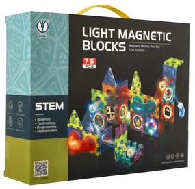 Guľôčková dráha magnetická, 75 ks, 4 guľôčky + doplnky, so svetlom