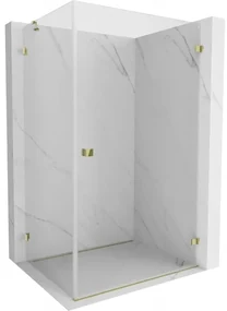 Mexen Lunar-B, pravostranný výklopný sprchový kút 100 x 90 cm, 8mm číre sklo, zlatý profil, 832-100-090-50-00-P