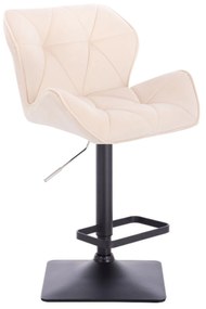 LuxuryForm DESIGN Barová stolička MILANO VELUR na čiernej hranatej podstave - krémová