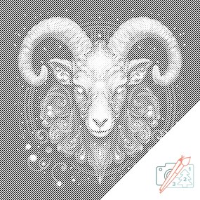 Gario Bodkovanie Baran/Aries Rozmery: 50 x 50 cm, Rámovanie: Iba zrolované plátno, Farba bodiek: Modrá