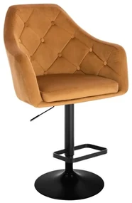 LuxuryForm DESIGN Barová stolička ANDORA VELUR na čiernom tanieri - hnedá
