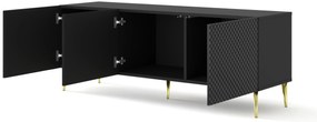 TV skrinka/stolík C 3D 150 Rowanna (čierna lesklá + zlatá). Akcia -20%. Vlastná spoľahlivá doprava až k Vám domov. 1125044