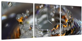 Obraz náramku z kvapiek vody (s hodinami) (90x30 cm)