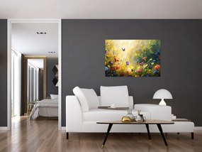 Obraz - Jarná kvetinová lúka, maľba (90x60 cm)