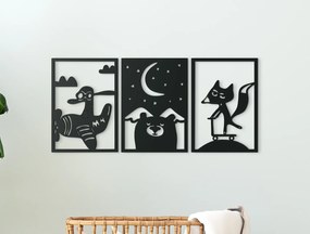 drevko 3-dielny detský obraz Rozprávková ríša Rozmer obrazu: 30 x 65 cm, Farba dekorácie: Čierna