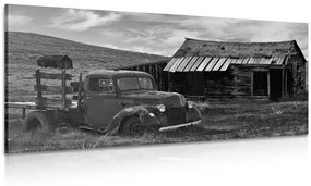 Obraz auto v malebnej prírode v čiernobielom prevedení Varianta: 120x60