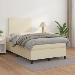Boxspring posteľ s matracom krémová 120x200 cm umelá koža 3142715
