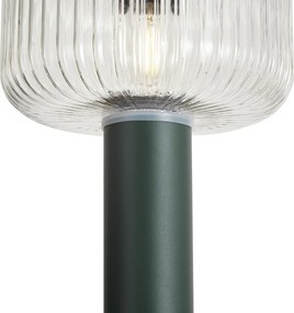 Moderný vonkajší stĺpik zelený s rebrovaným sklom vrátane LED solárneho IP65 - Ribble Mushroom