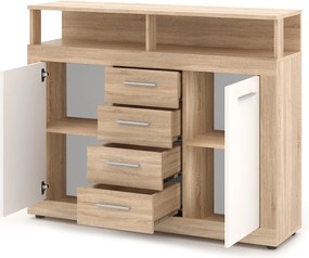 Komoda Luna 119 cm dub Sonoma/bílá II