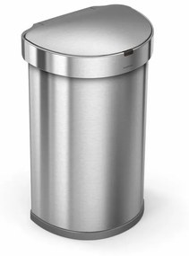 Pologuľatý bezdotykový kôš, 45 l, matná oceľ, nerez