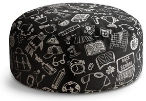 Taburet Circle čiernobiela škola, čierna