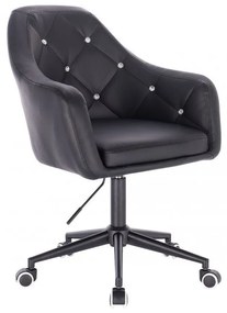 LuxuryForm DESIGN Kreslo ROMA na čiernej podstave s kolieskami - čierne