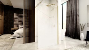 Rea Aero Ombre, sprchová zástena Walk-In 90x195 cm, 8mm číre sklo s bielym vzorom, zlatý matný profil, REA-K2463