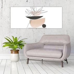 Obraz - Line art kvety N⁰1 (120x50 cm)