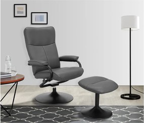 Sivé relaxačné kreslo s podnožkou z imitácie kože Istad – Støraa