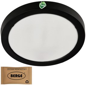 BERGE Okrúhly LED panel prisadený čierny - 24W - PC - neutrálna biela