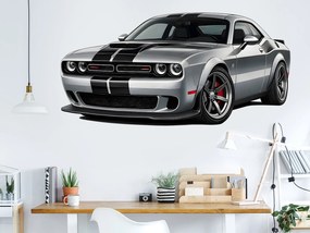 Dodge Challenger textilní prelepiteľná nálepka na stenu list 45 x 22 cm