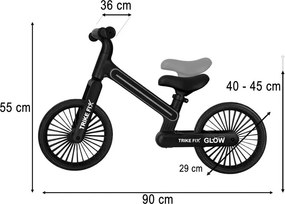 KIK Dětské krosové odrážedlo Trike Fix Glow 12" LED svítící rám RGB, černé