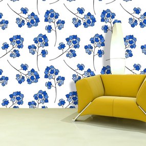 Sablio Tapeta Modré kvietie - 208x125 cm