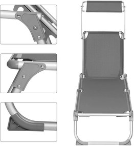 SONGMICS Záhradné ležadlo hliníkové 55 x 193 cm sivé