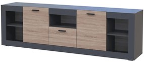 Dvojdverová komoda so zásuvkou Dolin CH-2D/1DR - grafit / dub sonoma