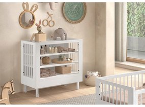 Biela detská komoda z bukového dreva s prebaľovacím pultom 100x95x55 cm Forrest – Vipack