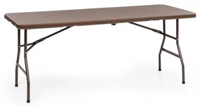 Burgos Family, skladací stôl, polyratan, 178 x 73 cm plocha stola, 6 osôb, hnedý