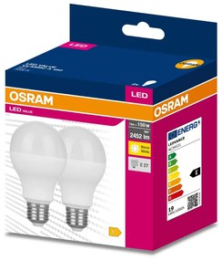 2PAK LED žiarovka E27 A60 19W = 150W 2452lm 3000K Warm 200° OSRAM VALUE