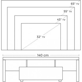Stolík pod televízor VASAGLE LTV14WT