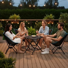 CH Skladací turistický stolík s držiakmi na nápoje - čierna