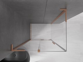 Mexen Velar L, sprchový kút s posuvnými dverami 100 x 70 cm, 8mm číre sklo, medená matná, 871-100-070-03-65