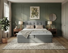 Čalúnená posteľ boxspring DIRELIS TRINITY 140x200 cm sivá Matrac: Matrac Bonell pružinový