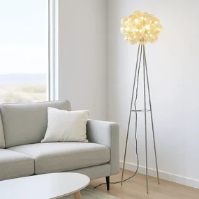 Stojacia lampa BALOON TRIO, chróm + koňakové sklo
