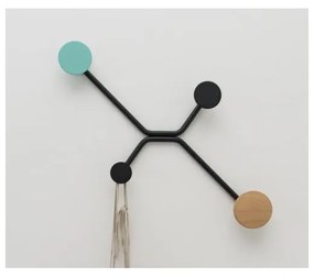 Čierny nástenný vešiak s mentolovozeleným detailom Gazzda Hook