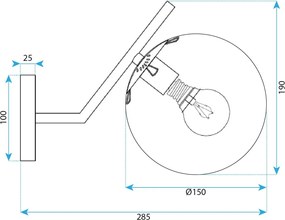 Toolight Toolight, nástenné svietidlo 1xE27, G099-1W, čierna, OSW-09724