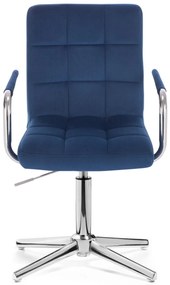 LuxuryForm DESIGN Stolička VERONA VELUR na striebornom kríži - modrá