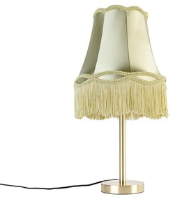 Klasická stolná lampa mosadz s tienidlom Granny zelená 30 cm - Simplo