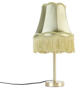 Klasická stolná lampa mosadz s tienidlom Granny zelená 30 cm - Simplo