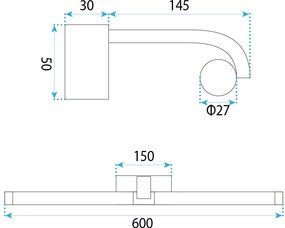 Toolight Toolight, LED nástenné svietidlo 60cm, 13W, 4000K, 1000lm, APP1886-1W, zlatá matná, OSW-66041