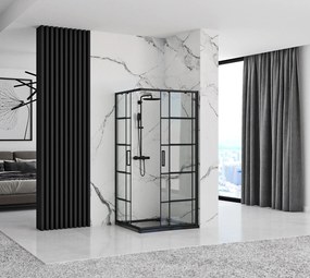 Obdĺžnikový sprchovací kút REA CONCEPT 80x100 cm, čierny/transparent - bez vaničky