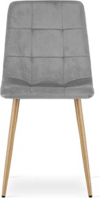 Jedálenská stolička KARA zamatová svetlosivá / hnedé nohy