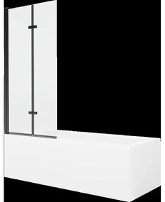 Mexen Cubik obdĺžniková vaňa 170 x 70 cm s obkladom a 2-krídlovou zástenou 80 cm, Transparentné, Čierna - 550317070X9208027000