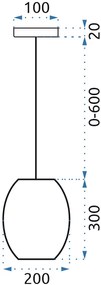 Toolight - Sklenená závesná lampa APP565-1CP 1xE27 60W, zlatá, OSW-08752