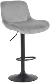 Barová stolička Solon - zamat, čierny rám - šedá