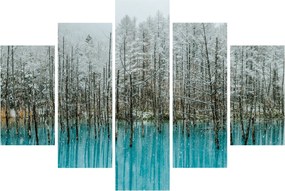 Obraz - Tyrkysový rybník, Biei, Japonsko (150x105 cm)