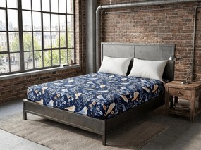 Obliečka z mikrovlákna DENIM Vtáčiky modrá 90x200 cm