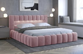 Manželská posteľ 140 cm Luxa (ružová) (s roštom, úl. priestorom a LED). Akcia -20%. Vlastná spoľahlivá doprava až k Vám domov. 1041555